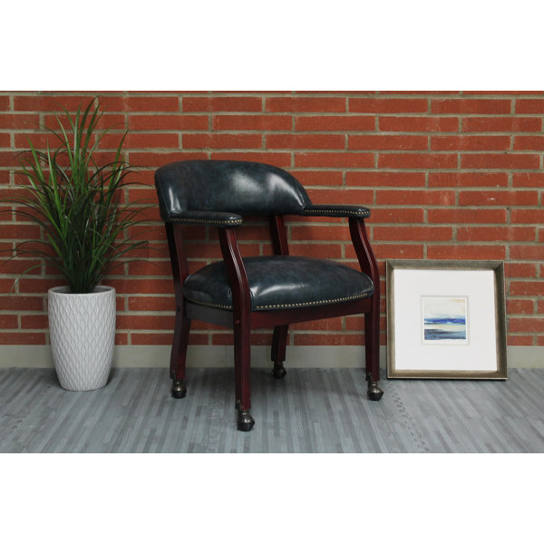 Charlton Home® Veazey 24" W Vinyl Waiting Room Chair with Wood Frame